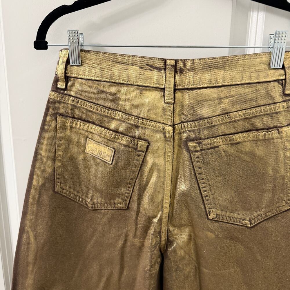 NWT $375 GANNI Barrel CURVED LEG JEANS - FOIL SZ 27 - Picture 11 of 11